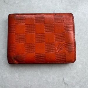 Louis Vuitton Orange Checkered Wallet
